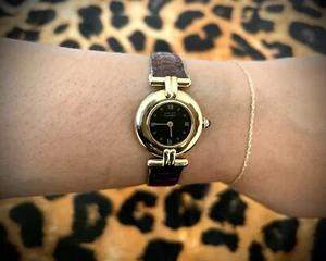 Beautiful Gold Vermeil Must de Cartier Ladies Wristwatch w/ Brown Leather Strap - Picture 1 of 9