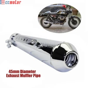 Chrome Vintage Exhaust Muffler Silencer Reverse Cone Megaphone Shorty For Harley - Picture 1 of 6