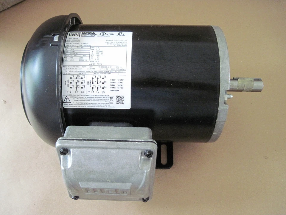 WEG 00136ET3EW56-S Premium Motor, 1 HP, 3435 RPM, 230/460V, 3 Ph, W56, 13548244 - Image 1 of 4