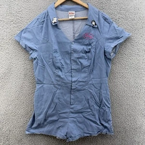 TORRID Betty Veronica Women's 18 Blue Chambray Button-Up Short Sleeve Romper - Picture 1 of 10