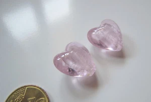 Perlas corazón cristal rosa 20 mm X 2 UNIDADES acabado aceitoso abalorios - Imagen 1 de 3