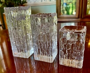 Crystal Candlestick Holders Nybro of Sweden Very Tapered Candle 3 - Picture 1 of 7