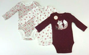 Baby 3-er Pack Carter's Bodies 50-56 USA Unterwäsche Body rosa Mädchen langarm - Bild 1 von 9