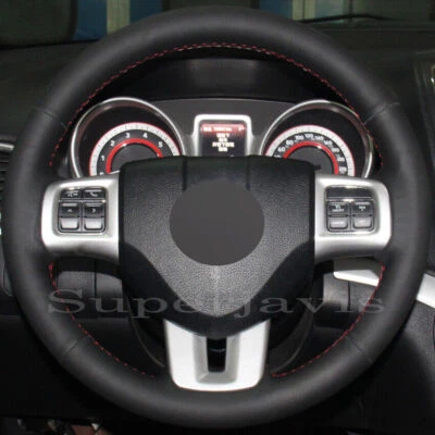 Custom Black PU Leather Steering Wheel Stitch on Cover For Dodge Journey 2013-18 - Изображение 1 из 4