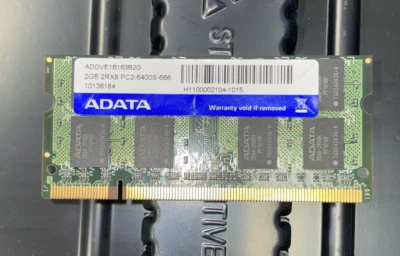 ADATA 2GB Ram 2RX8 PC2-6400S-66  ADOVE1B163B2G  Laptop Memory - Image 1 of 4