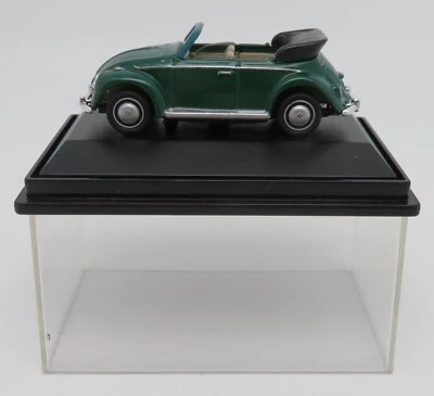 Die Cast Hongwell Volkswagen Cox Cabrio Verde Scuro Beetle Käfer 1/72 Box - Immagine 1 di 4