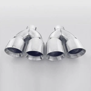 Stainless Steel Exhaust Tips Quad 4" Out 3" Inlet Staggered Dual Wall Angle Cut - Bild 1 von 7