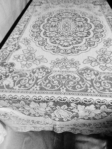 Classic Ainsley White Cotton Blend 74 x 90 Lace Tablecloth Dining Room Wedding - Picture 1 of 6