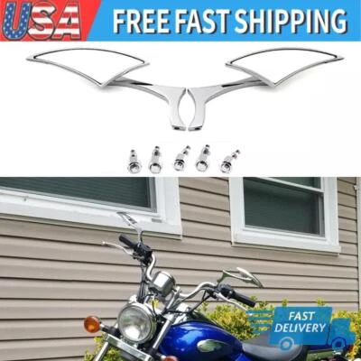 For Honda Shadow VLX 600 VT600 VTX1300C VTX1800C Chrome Blade Motorcycle Mirrors - Image 1 of 4