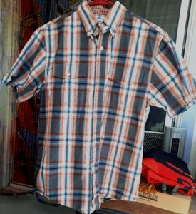 Roper Youth Boys Shirt XL 16 18 Button Down Short Sleeve Blue Plaid Logo Rodeo - Picture 1 of 3