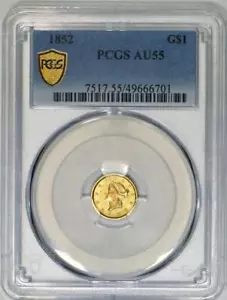 1852 Gold Dollar PCGS AU-55; Nice Type Coin! - Picture 1 of 5