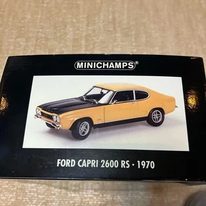 Minichamps 1/18 Ford Capri 2600RS 1970s Yellow Model Car - Picture 1 of 6