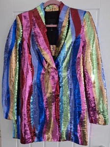 River Island 'Dynty Diva' Fully Sequined Multi-Colour Jacket Size 12 - Picture 1 of 4