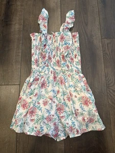 Janie and Jack Smocked Floral Ruffle Romper Girls Size 12 Yr - Picture 1 of 5