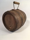 Kleines antikes Eichen-Holzfass / Holzfässchen mit Tragegriff um 1900
