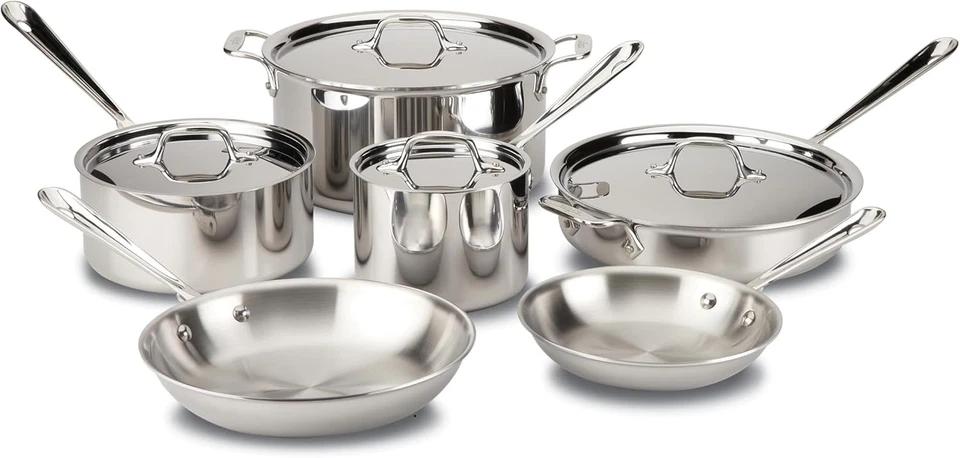All-Clad Stainless Steel D3 10 Piece Cookware Set