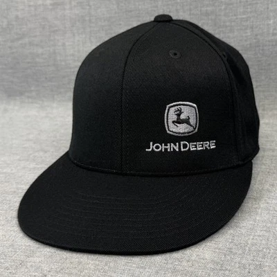 John Deere Hat Cap Men's Flex Fitted 6 7/8 - 7 1/4 Black Logo "Coastline Equip" - Image 1 of 4