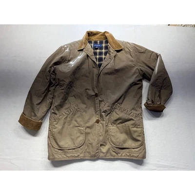 J. Crew Barn Jacket Mens Tan Corduroy Collar Plaid Lined Quilted Insulation - Image 1 of 4