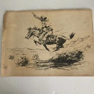DAN MULLER Original Drawing COWBOY WITH A SIX SHOOTER Signed Listed D C Muller - Picture 1 of 14