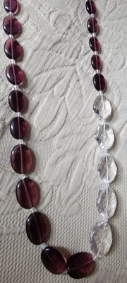 Coldwater Creek Mujer Collar Morado Claro Blanco Vidrio Pulido 35" Largo  Foto 1 de 4