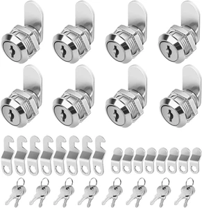 5/8" Zinklegierung Nockenschlösser (8er Pack) mit Schlüssel - gleichschließend Set für Briefkasten, Werkzeug - Bild 1 von 12