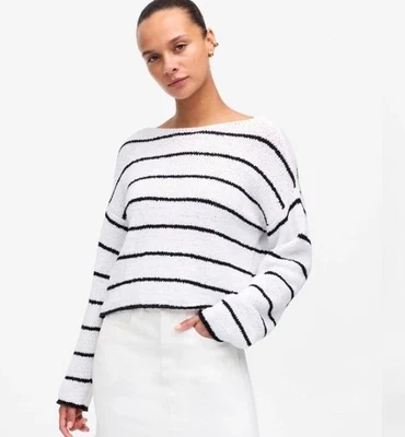 Suéter Suéter Madewell Cuello Barco Negro Mini Rayas Talla S Nuevo con Etiquetas NV249 Foto 1 de 4