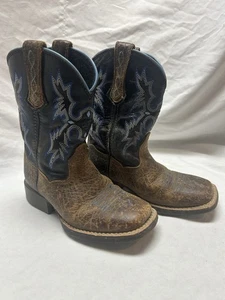 Stivali da cowboy Ariat Little Kids Youth taglia 9 in pelle blu marrone - Foto 1 di 7