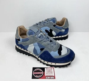 Size 44EU/11US - Valentino Rockrunner Blue Camo Mesh/Suede💙 Retail $900! - Picture 1 of 8