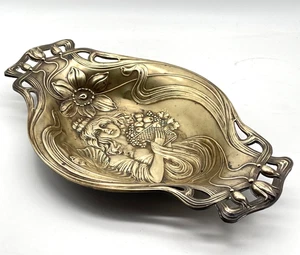 Hermoso cuenco Art Nouveau frutero cuenco antiguo con decoración floral - Imagen 1 de 6