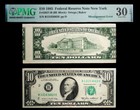 1985 $10 Federal Reserve Note New York "Misalignment Error" Pmg 30 Epq - Vf