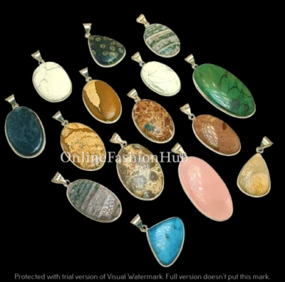 Lote de colgantes al por mayor enchapados en plata de ley 925 de marcasita y mezcla de piedras preciosas regalo Foto 1 de 3