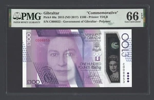 Gibraltar 100 Pounds 21-8-2015 P40a "Commemorative" Uncirculated Grade 66 - Picture 1 of 2