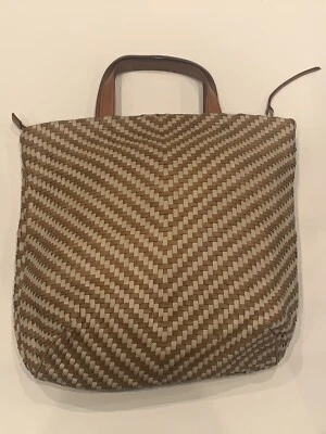 Bolso de Mano Christopher Kon Tejido - Tostado/Crema Foto 1 de 4