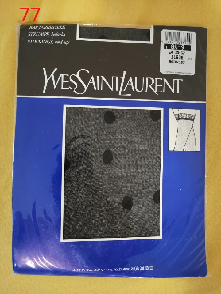 Yves Saint Laurent Halterlose Strümpfe Spitze Gr. 35-37 schwarz, NEU/OVP Lycra - Bild 1 von 1