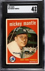 1959 Topps #10 Mickey Mantle SGC 4 VG-EX New York Yankees HOF DEAD CENTERED!