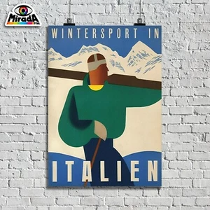 Carteles Vintage Es Italia Montañas Invierno Esquí Deporte Montes Top Quality - Imagen 1 de 1