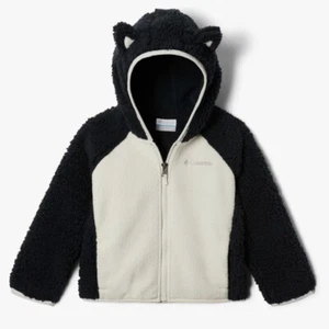 NWT Columbia Black & Chalk Toddler Foxy Baby Sherpa Full Zip Jacket - Picture 1 of 9