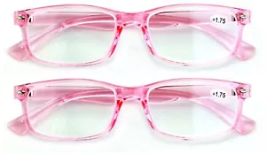 2 Pairs Blue Red Frame Rectangular Reading Glasses - Lightweight Simple Readers - Picture 1 of 22