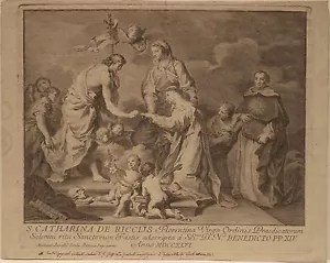 ACQUAFORTE ETCHING GRAVURE 1700 S.CATERINA DE RICCI reliquia relic - Foto 1 di 2
