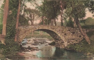 Woodstock, Vermont Postcard Stone Bridge S. Woodstock Rd HandColored PM 1924  Z7 - Picture 1 of 2