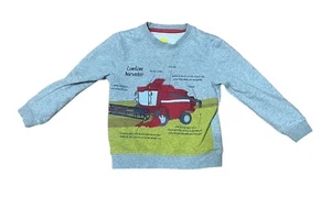 Boden Gray Crewneck Sweater Jumper Cotton Truck Combine Harvester 2-3Yr - Picture 1 of 4