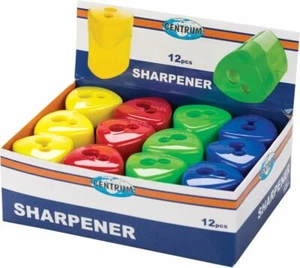 Plastic Sharpeners 2 Holes With 2 blades & Container Home School Assorted - Picture 1 of 10