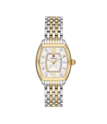 NEW MICHELE RELEVE MOP DIAMOND DIAL GOLD TWO TONE WATCH MWW19B000004 - Image 1 of 3