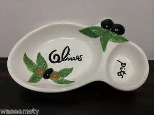 Sección dividida pequeña rama de olivo plato de hoja aceitunas/para servir foso decoración de comedor - Imagen 1 de 2