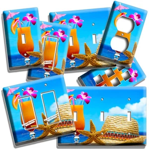 TROPISCHES GETRÄNK SEESTERN HUT LICHTSCHALTER STECKDOSE PLATTE STRAND HAUS BAD DEKO - Bild 1 von 34