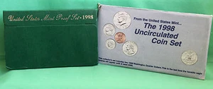 2 juegos de monedas anuales completos de EE. UU. como nuevas 1998 de prueba y sin circular PDS 15 monedas - Imagen 1 de 5