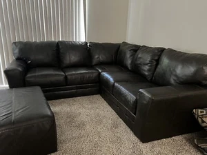 Jackson Furniture Black Leather Couch - Picture 1 of 6