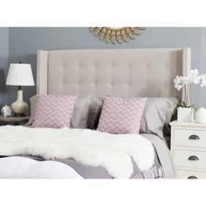 SAFAVIEH Keegan Tufted Winged Headboard | Taupe | Twin | - Picture 1 of 3