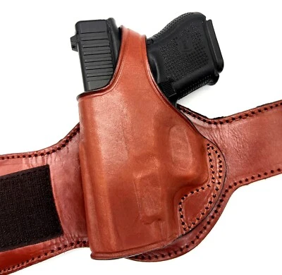 TAGUA Brown Leather LEFT HAND Ankle Holster for GLOCK 26 All Gens - Image 1 of 4