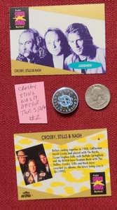 CROSBY STILLS, NASH  1991 PROSET SUPERSTAR MUSIC CARD & AFTER THE STORM PIN #2 - Imagen 1 de 1